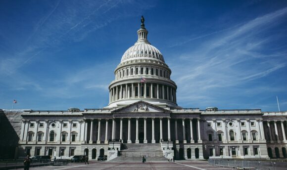 U.S. Capitol building, blue skies
